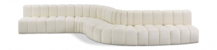 Arc Faux Leather Fabric 8pc. Sectional Cream from Meridian - Luna Furniture