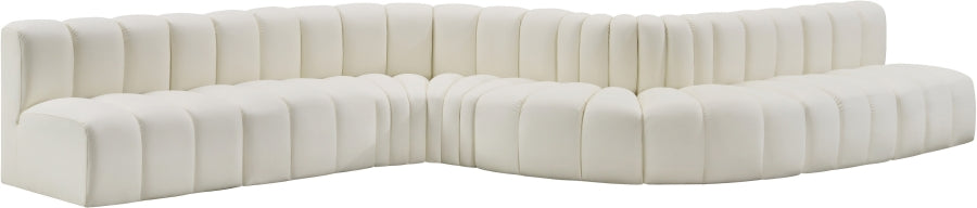 Arc Faux Leather Fabric 8pc. Sectional Cream from Meridian - Luna Furniture