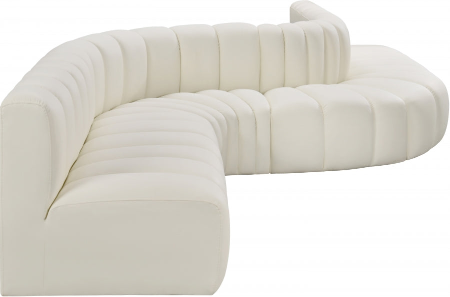 Arc Faux Leather Fabric 8pc. Sectional Cream from Meridian - Luna Furniture