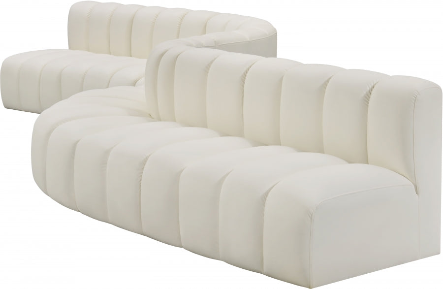 Arc Faux Leather Fabric 8pc. Sectional Cream from Meridian - Luna Furniture