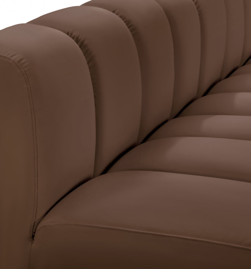 Arc Faux Leather Modular Chair Brown - 101Brown-CC - Luna Furniture