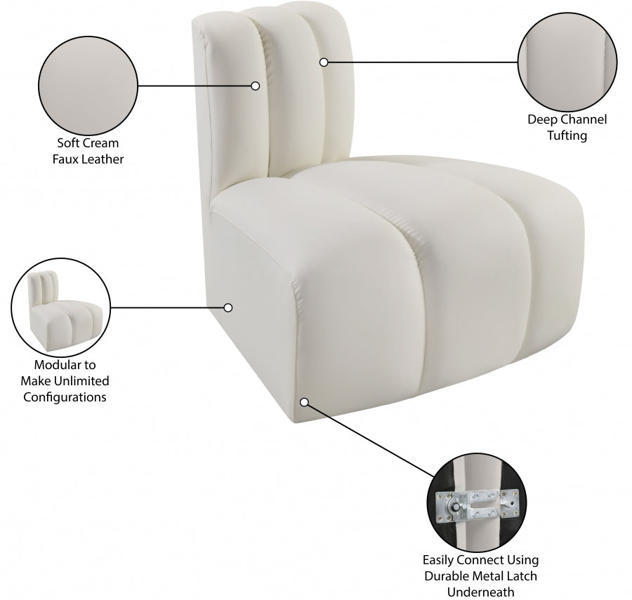 Arc Faux Leather Modular Chair Cream from Meridian - Luna Furniture