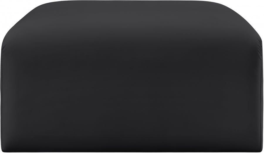 Arc Faux Leather Ottoman Black from Meridian - Luna Furniture