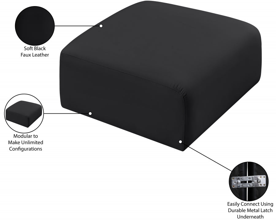 Arc Faux Leather Ottoman Black from Meridian - Luna Furniture