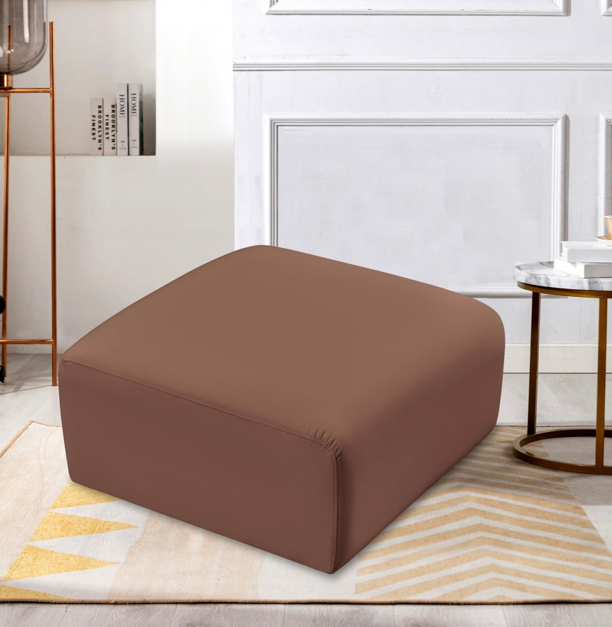 Arc Faux Leather Ottoman Cognac from Meridian - Luna Furniture