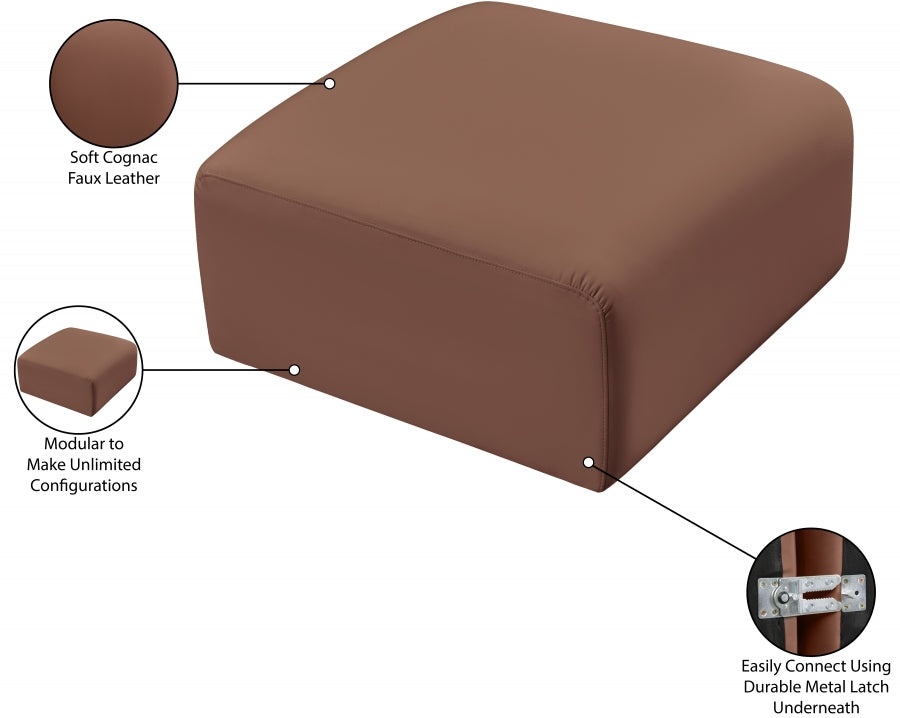 Arc Faux Leather Ottoman Cognac from Meridian - Luna Furniture