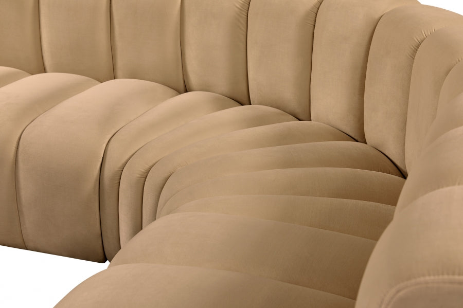 Arc Velvet 10pc. Sectional Camel from Meridian - Luna Furniture