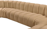 Arc Velvet 10pc. Sectional Camel from Meridian - Luna Furniture