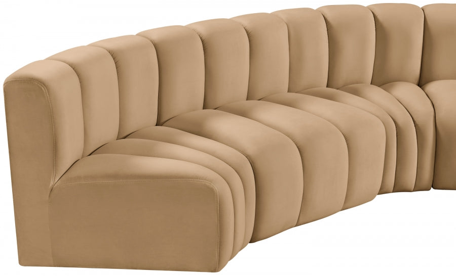 Arc Velvet 10pc. Sectional Camel from Meridian - Luna Furniture