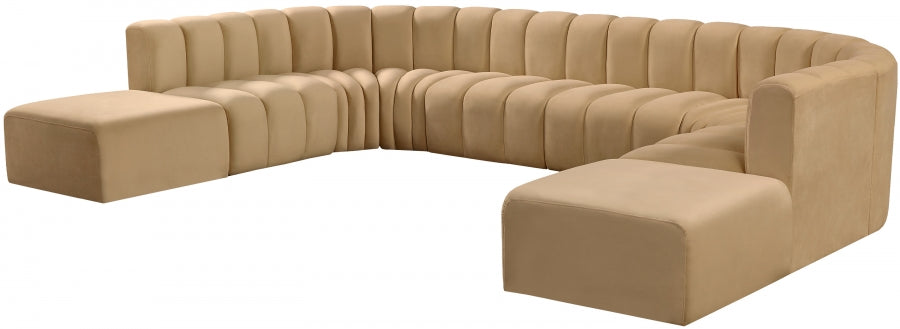 Arc Velvet 10pc. Sectional Camel from Meridian - Luna Furniture