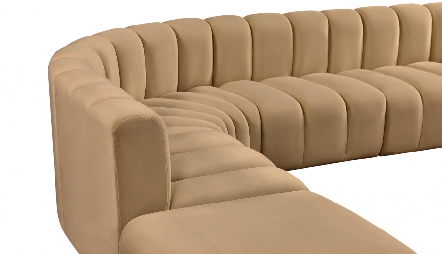 Arc Velvet 10pc. Sectional Camel from Meridian - Luna Furniture