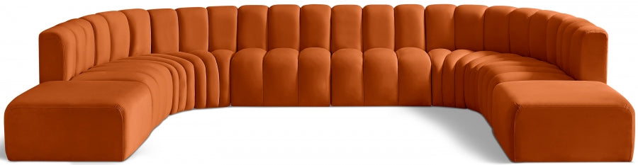 Arc Velvet 10pc. Sectional Cognac from Meridian - Luna Furniture