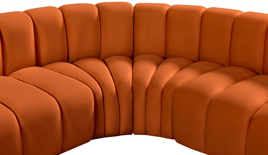 Arc Velvet 10pc. Sectional Cognac from Meridian - Luna Furniture