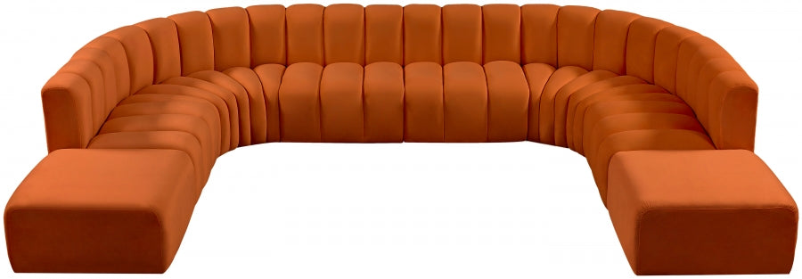 Arc Velvet 10pc. Sectional Cognac from Meridian - Luna Furniture