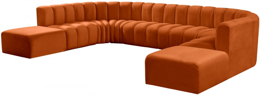 Arc Velvet 10pc. Sectional Cognac from Meridian - Luna Furniture