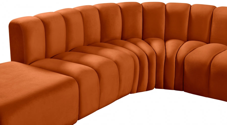 Arc Velvet 10pc. Sectional Cognac from Meridian - Luna Furniture