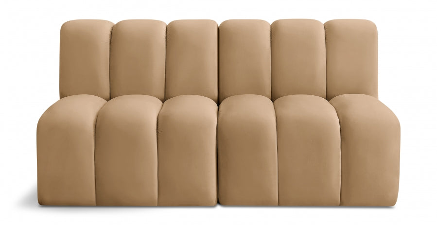 Arc Velvet 2pc. Sectional Camel from Meridian - Luna Furniture