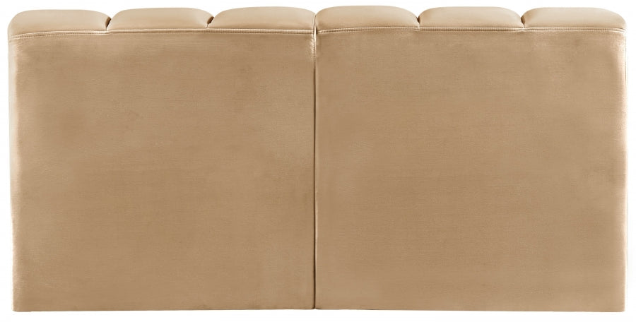 Arc Velvet 2pc. Sectional Camel from Meridian - Luna Furniture