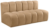 Arc Velvet 2pc. Sectional Camel from Meridian - Luna Furniture