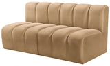 Arc Velvet 2pc. Sectional Camel from Meridian - Luna Furniture