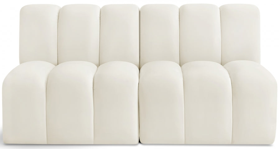 Arc Velvet 2pc. Sectional Cream from Meridian - Luna Furniture