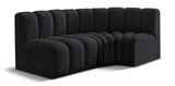 Arc Velvet 3pc. Sectional Black from Meridian - Luna Furniture