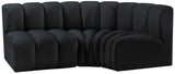 Arc Velvet 3pc. Sectional Black from Meridian - Luna Furniture