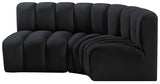 Arc Velvet 3pc. Sectional Black from Meridian - Luna Furniture