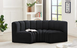 Arc Velvet 3pc. Sectional Black from Meridian - Luna Furniture