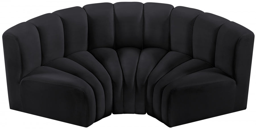 Arc Velvet 3pc. Sectional Black from Meridian - Luna Furniture