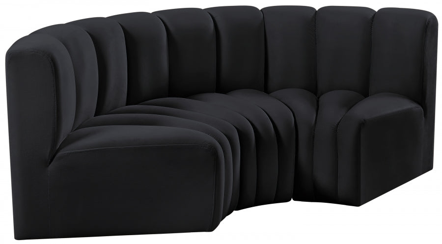 Arc Velvet 3pc. Sectional Black from Meridian - Luna Furniture