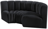 Arc Velvet 3pc. Sectional Black from Meridian - Luna Furniture