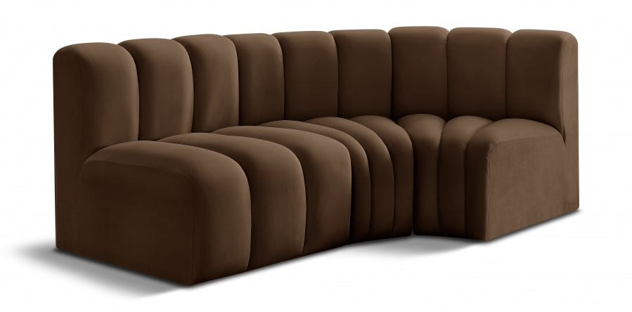 Arc Velvet 3pc. Sectional Brown from Meridian - Luna Furniture