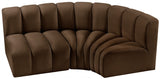 Arc Velvet 3pc. Sectional Brown from Meridian - Luna Furniture