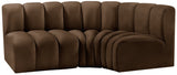 Arc Velvet 3pc. Sectional Brown from Meridian - Luna Furniture