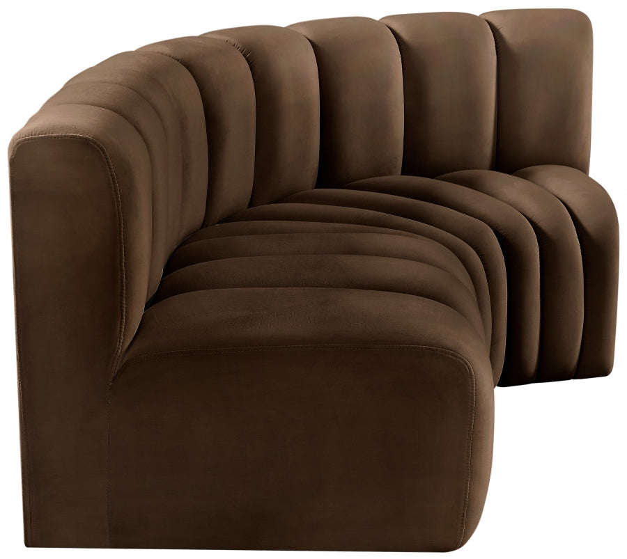 Arc Velvet 3pc. Sectional Brown from Meridian - Luna Furniture