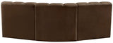 Arc Velvet 3pc. Sectional Brown from Meridian - Luna Furniture