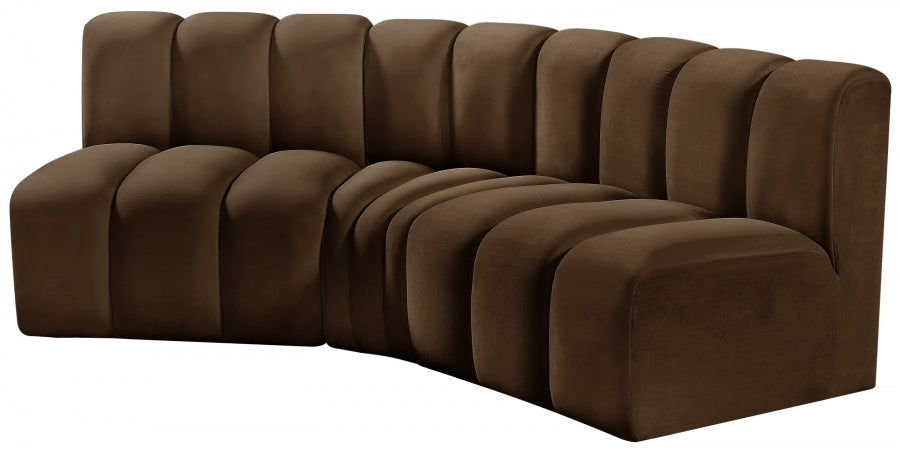 Arc Velvet 3pc. Sectional Brown from Meridian - Luna Furniture