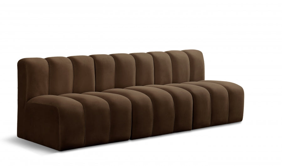 Arc Velvet 3pc. Sectional Brown from Meridian - Luna Furniture