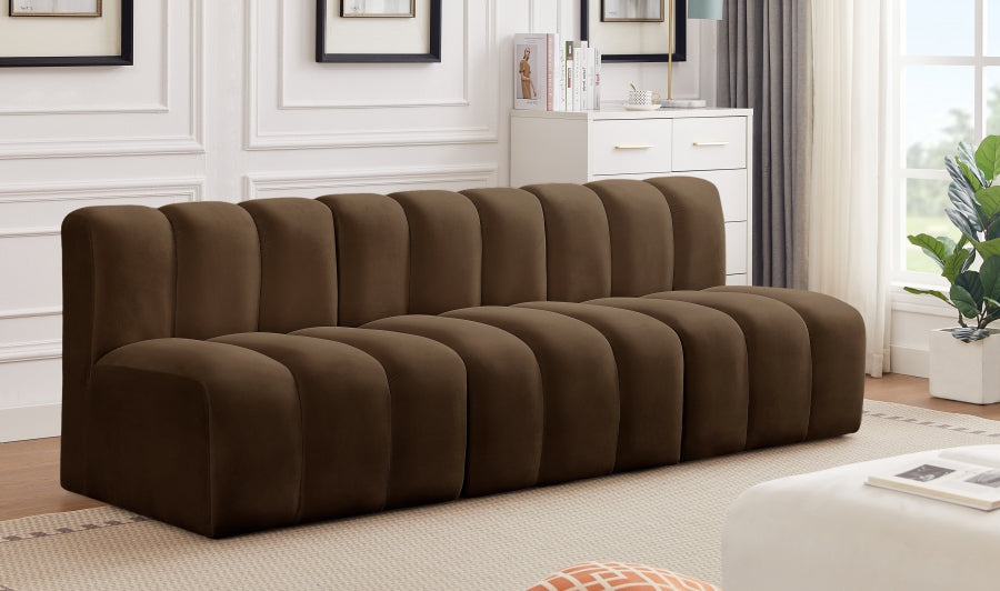 Arc Velvet 3pc. Sectional Brown from Meridian - Luna Furniture