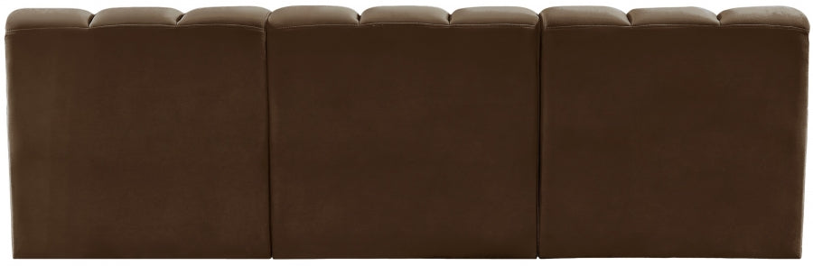 Arc Velvet 3pc. Sectional Brown from Meridian - Luna Furniture