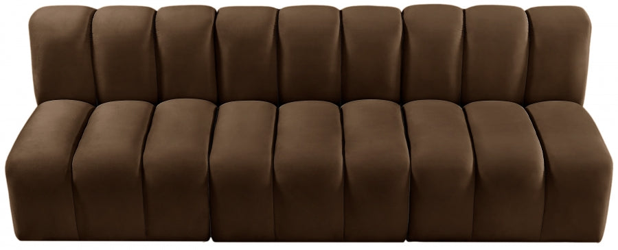 Arc Velvet 3pc. Sectional Brown from Meridian - Luna Furniture