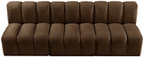 Arc Velvet 3pc. Sectional Brown from Meridian - Luna Furniture