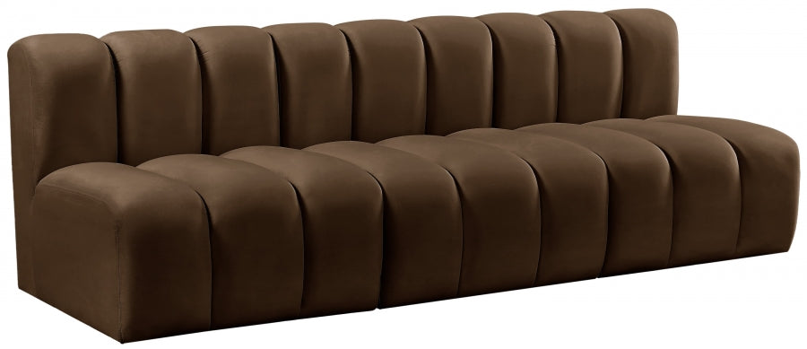 Arc Velvet 3pc. Sectional Brown from Meridian - Luna Furniture