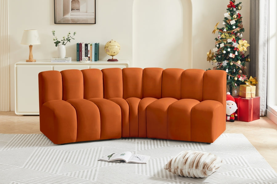 Arc Velvet 3pc. Sectional Cognac from Meridian - Luna Furniture