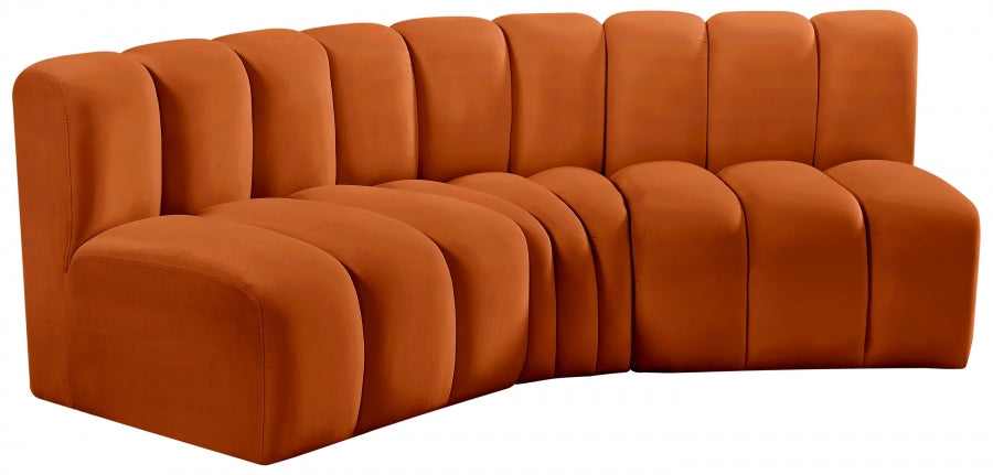 Arc Velvet 3pc. Sectional Cognac from Meridian - Luna Furniture