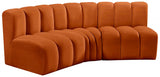 Arc Velvet 3pc. Sectional Cognac from Meridian - Luna Furniture