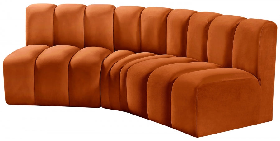 Arc Velvet 3pc. Sectional Cognac from Meridian - Luna Furniture