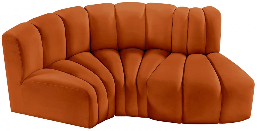 Arc Velvet 3pc. Sectional Cognac from Meridian - Luna Furniture