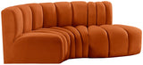 Arc Velvet 3pc. Sectional Cognac from Meridian - Luna Furniture